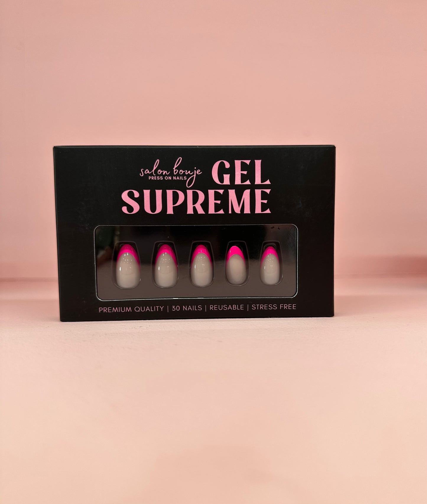 Gel Supreme: Pink Tips Almond Press Ons
