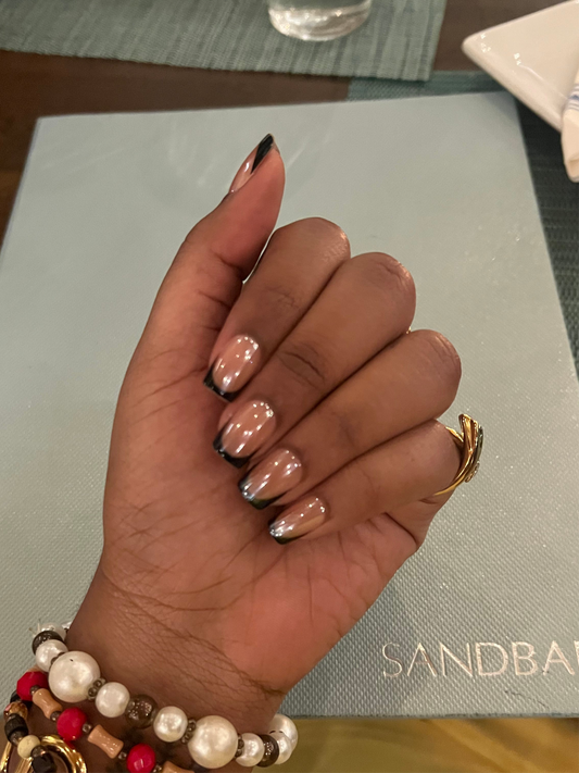 Gel Supreme: Chrome  Black French Tips